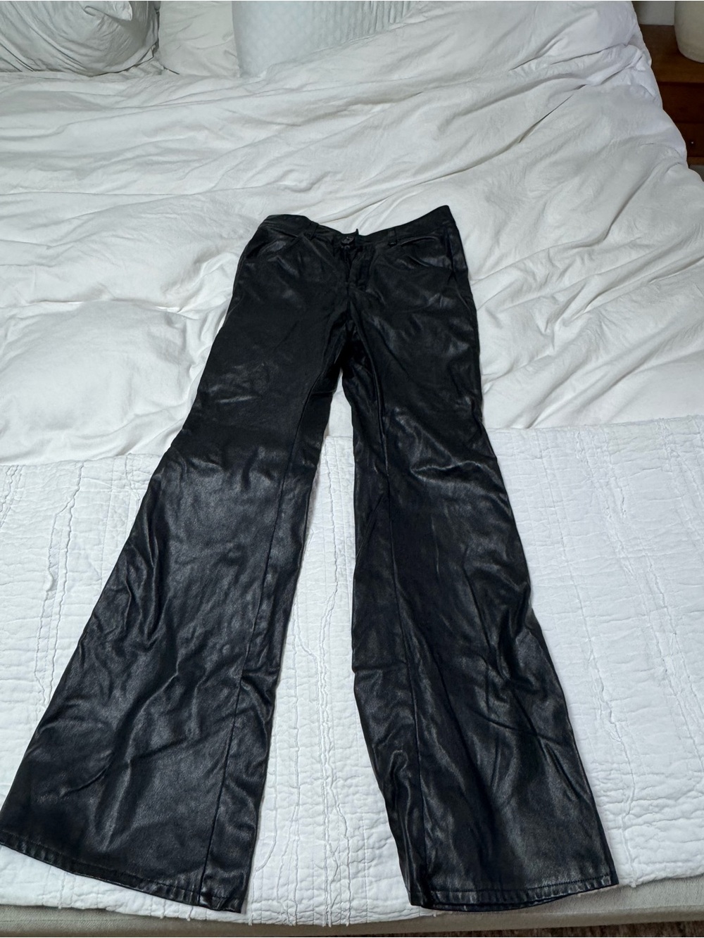 Princess Polly Black  Faux Leather Flared Pants